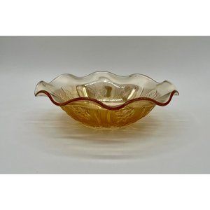 Vintage Carnival Glass Jeanette Marigold "Iris" Centerpiece/Fruit Bowl 12"